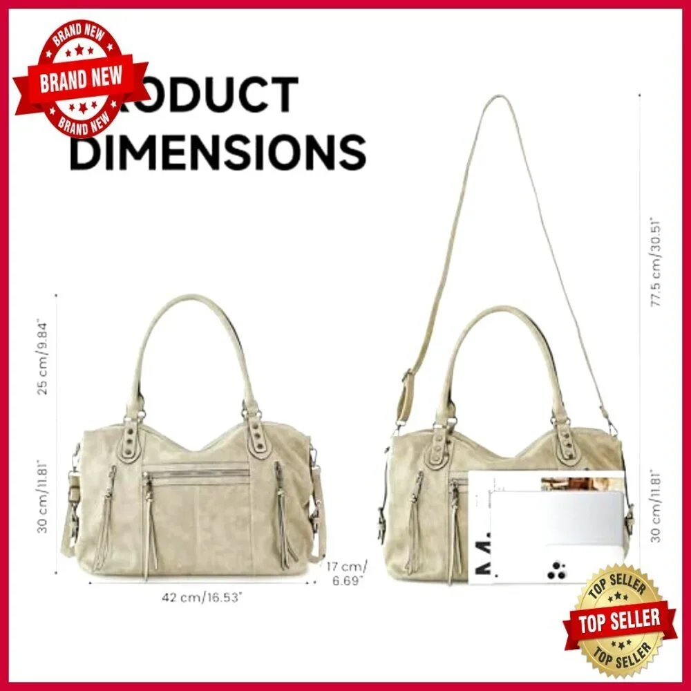 Soft Faux Leather Tote Bag with Adjustable Strap Fits 15 Inch Laptop